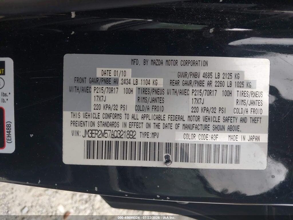 JM3ER2W57A0321892 2010 MAZDA CX-7 photo no. 9