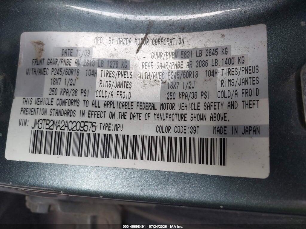 JM3TB2MA2A0209576 2010 MAZDA CX-9 photo no. 9