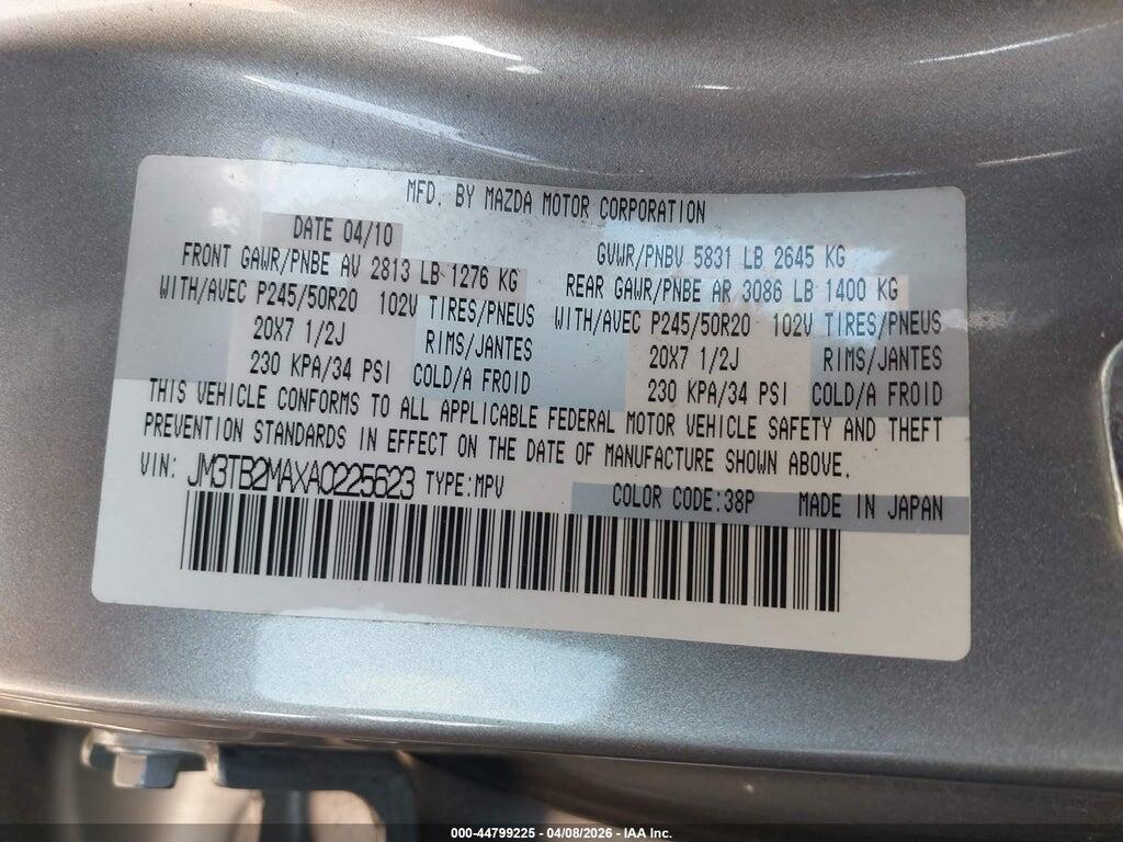 JM3TB2MAXA0225623 2010 MAZDA CX-9 photo no. 9