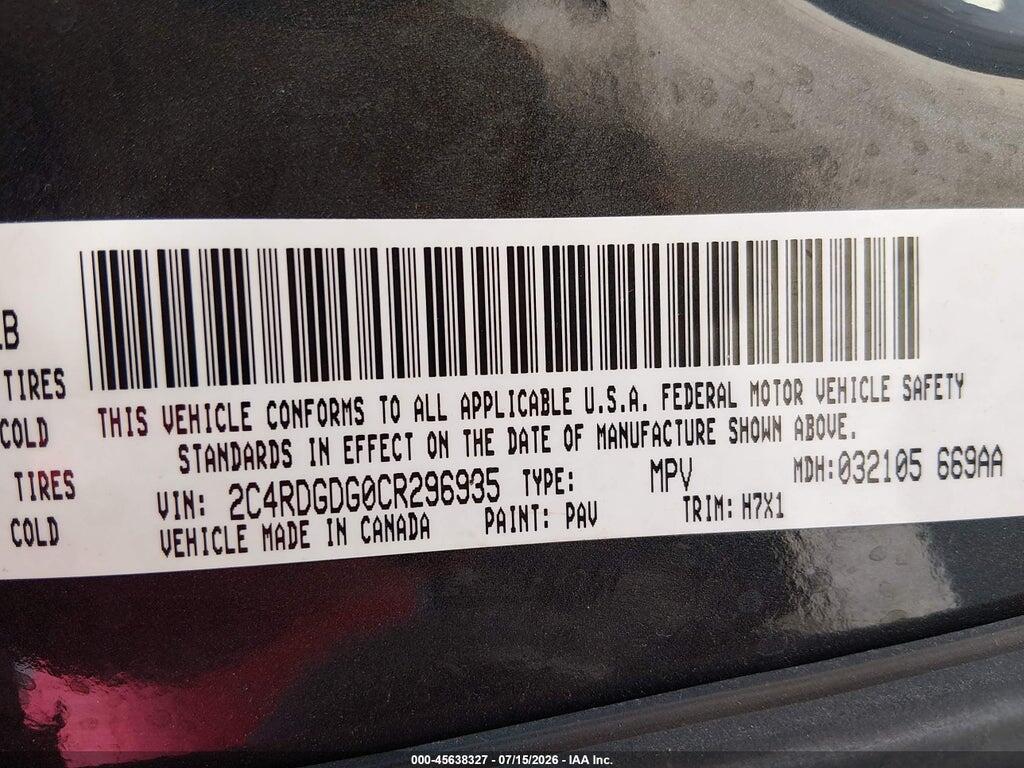 2C4RDGDG0CR296935 2012 DODGE GRAND CARAVAN photo no. 9