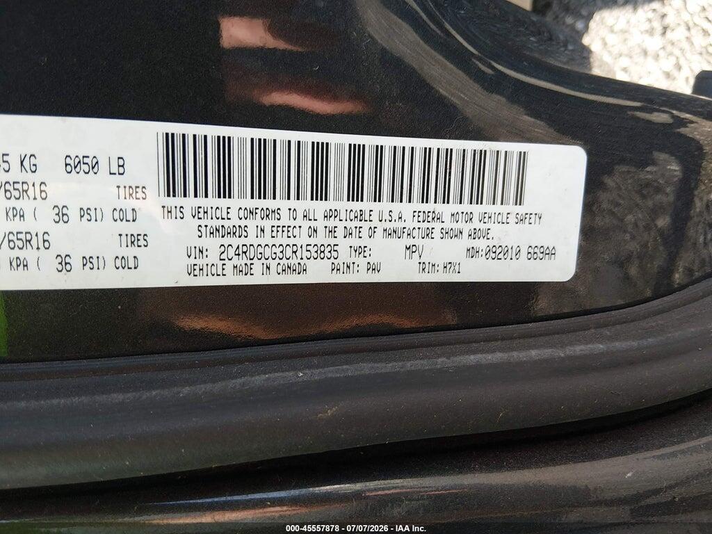 2C4RDGCG3CR153835 2012 DODGE GRAND CARAVAN photo no. 9