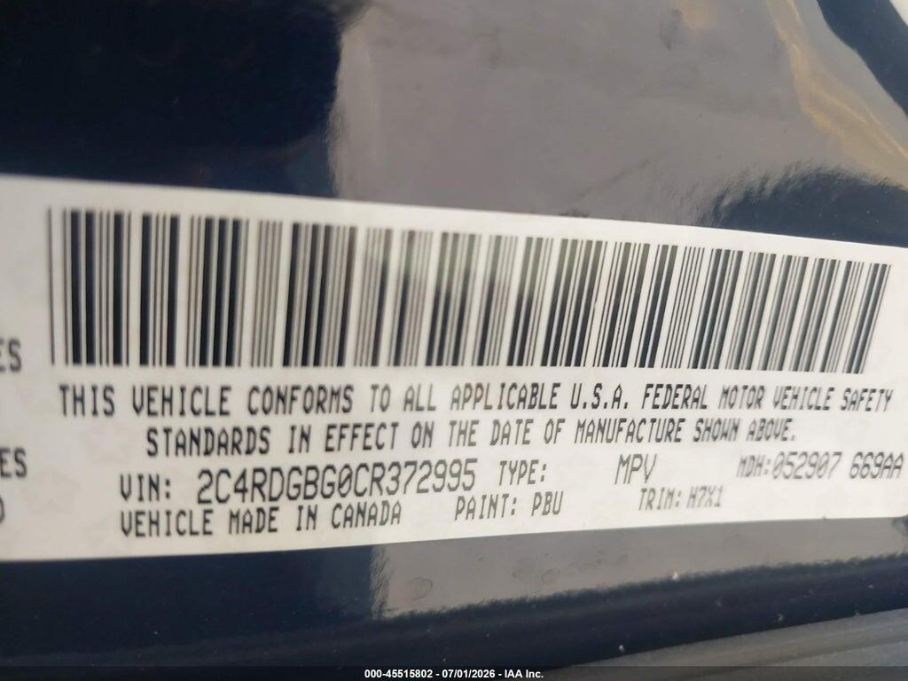 2C4RDGBG0CR372995 2012 DODGE GRAND CARAVAN photo no. 9