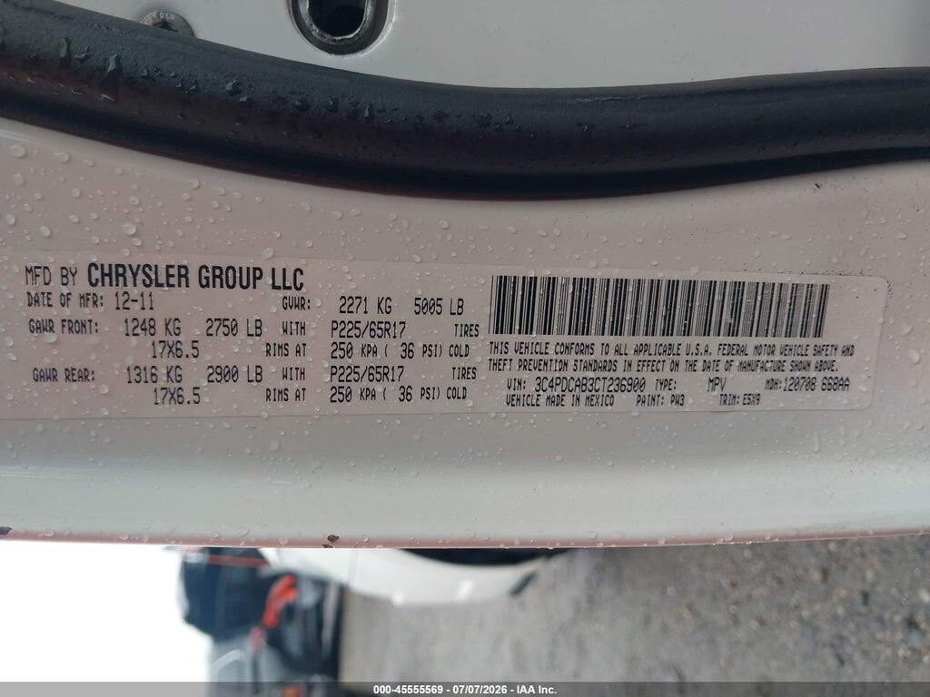 3C4PDCAB3CT236900 2012 DODGE JOURNEY photo no. 9