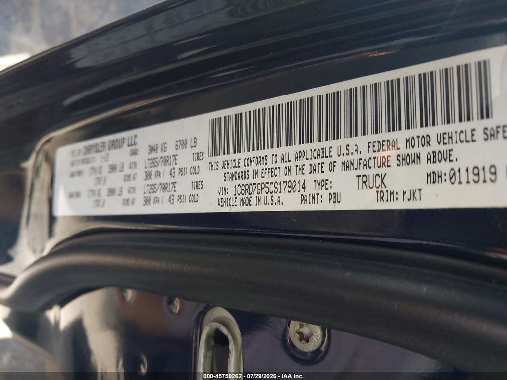 1C6RD7GP5CS179014 2012 DODGE RAM 1500 photo no. 9