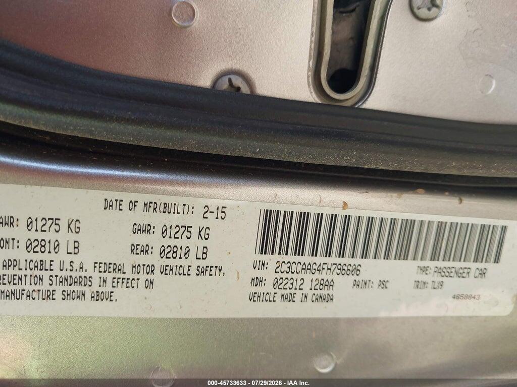 2C3CCAAG4FH796606 2015 CHRYSLER 300 photo no. 9