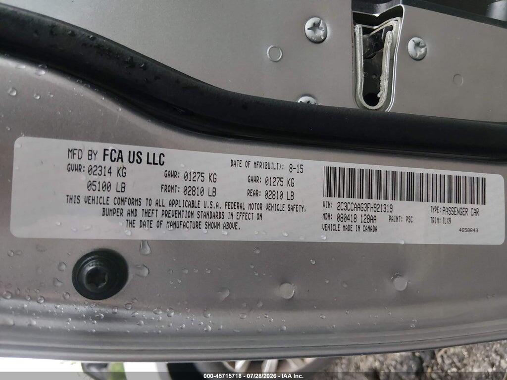 2C3CCAAG3FH921319 2015 CHRYSLER 300 photo no. 9