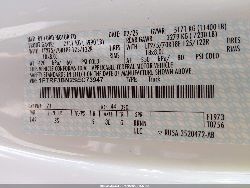 1FTRF3BN2SEC73947 2025 FORD F-350 photo no. 9