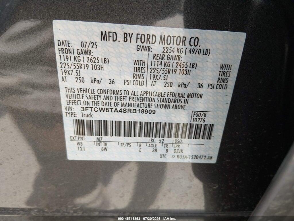 3FTCW8TA4SRB18909 2025 FORD MAVERICK photo no. 9