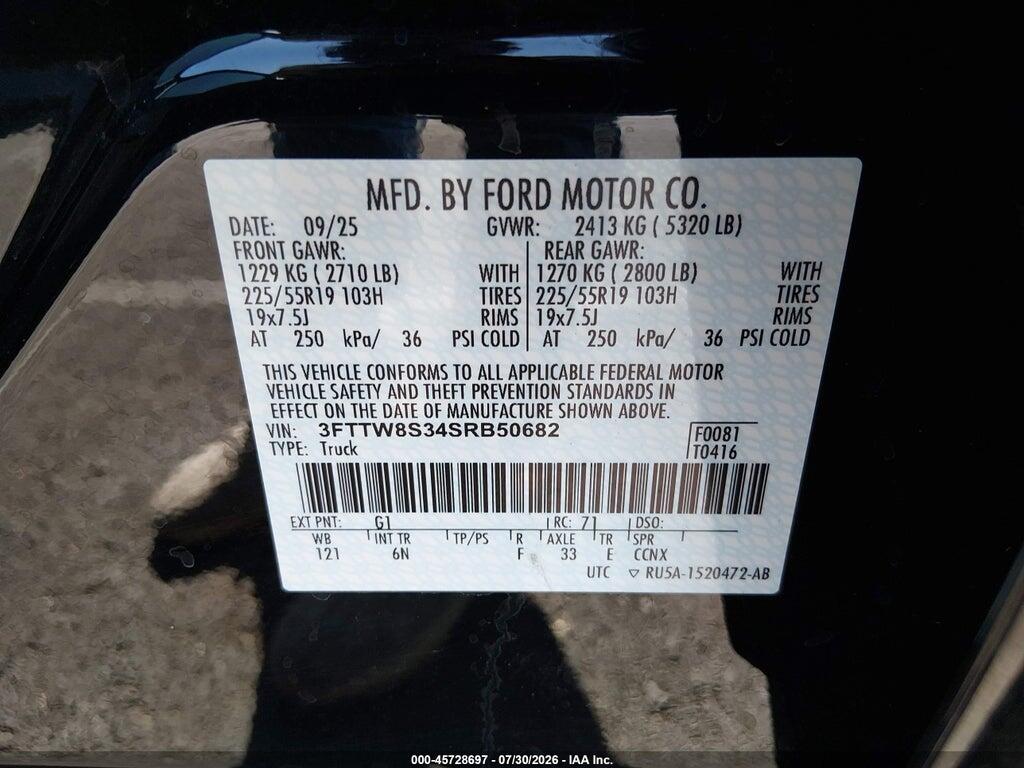 3FTTW8S34SRB50682 2025 FORD MAVERICK photo no. 9