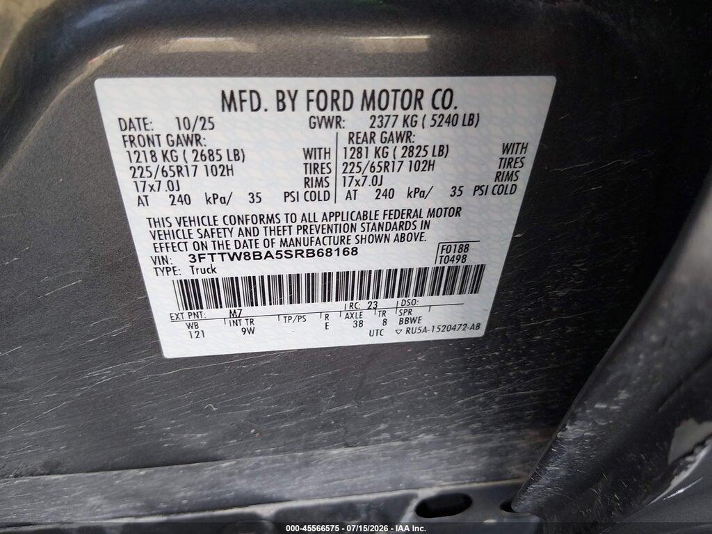 3FTTW8BA5SRB68168 2025 FORD MAVERICK photo no. 9