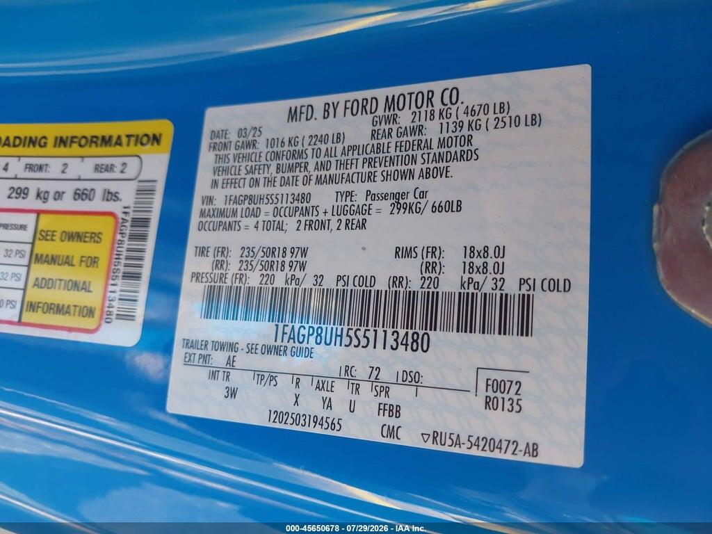 1FAGP8UH5S5113480 2025 FORD MUSTANG photo no. 9
