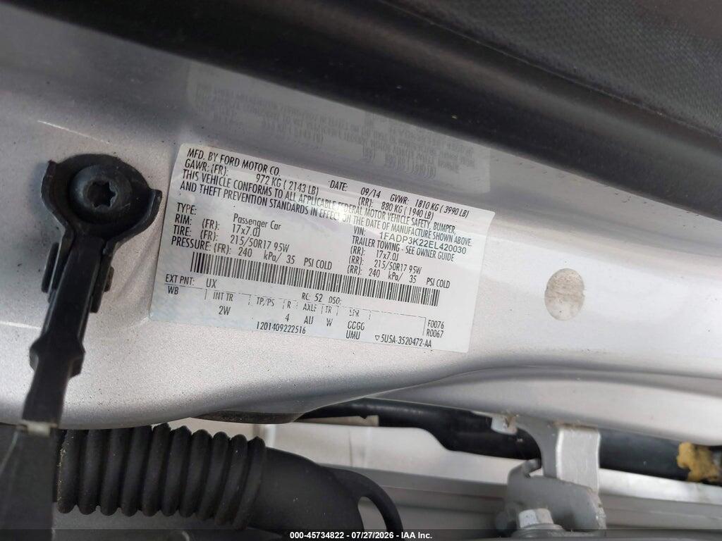 1FADP3K22EL420030 2014 FORD FOCUS photo no. 9