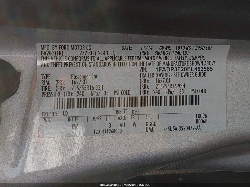 1FADP3F20EL453585 2014 FORD FOCUS photo no. 9
