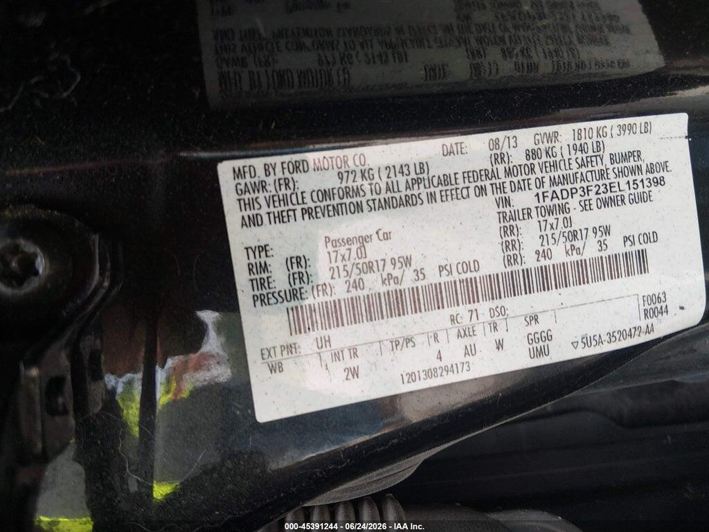 1FADP3F23EL151398 2014 FORD FOCUS photo no. 9