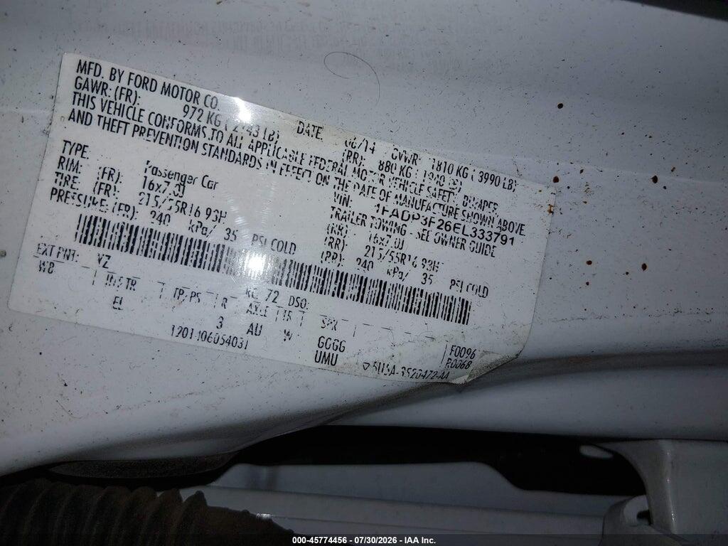 1FADP3F26EL333791 2014 FORD FOCUS photo no. 9