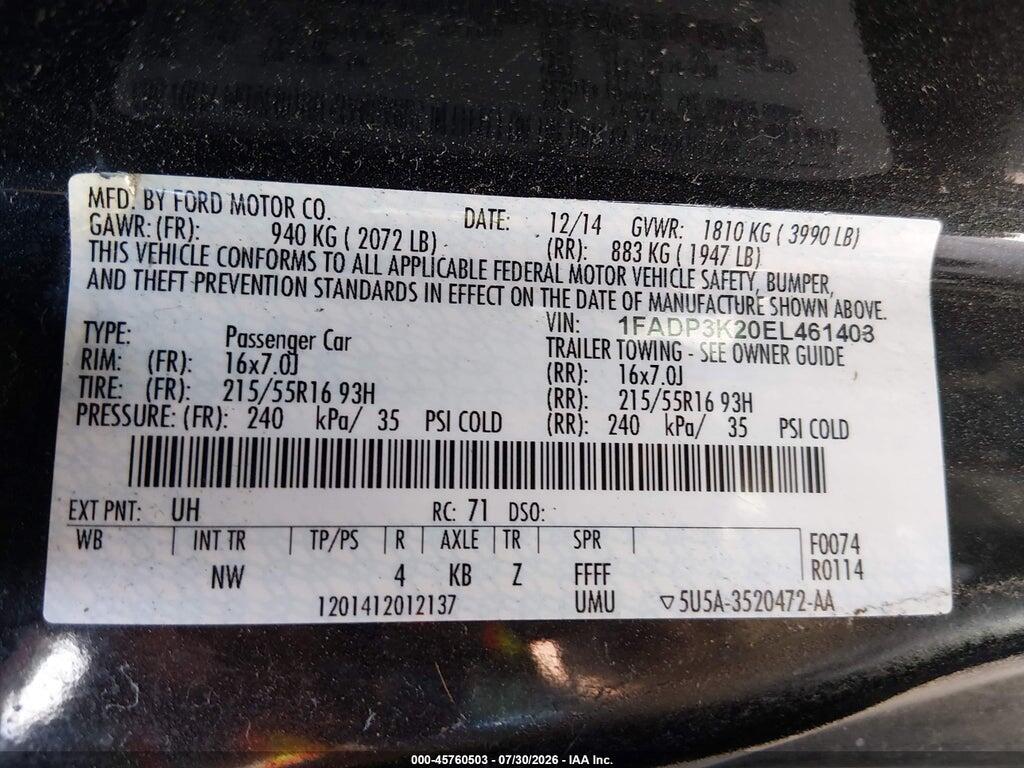 1FADP3K20EL461403 2014 FORD FOCUS photo no. 9