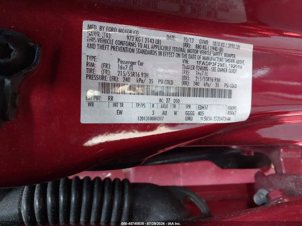 1FADP3F29EL192019 2014 FORD FOCUS photo no. 9