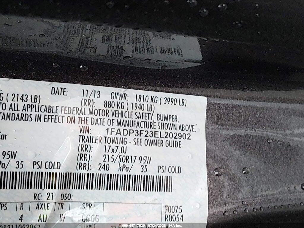 1FADP3F23EL202902 2014 FORD FOCUS photo no. 9