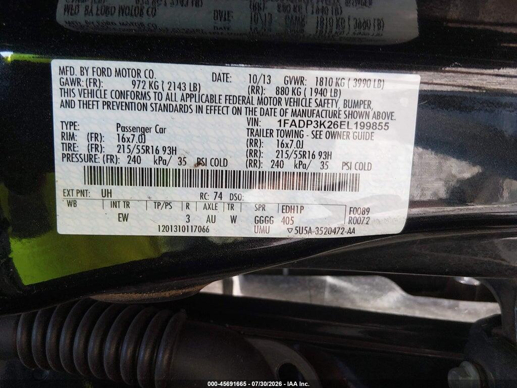 1FADP3K26EL199855 2014 FORD FOCUS photo no. 7