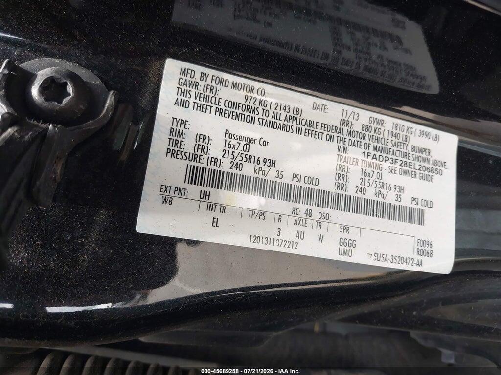 1FADP3F28EL206850 2014 FORD FOCUS photo no. 9