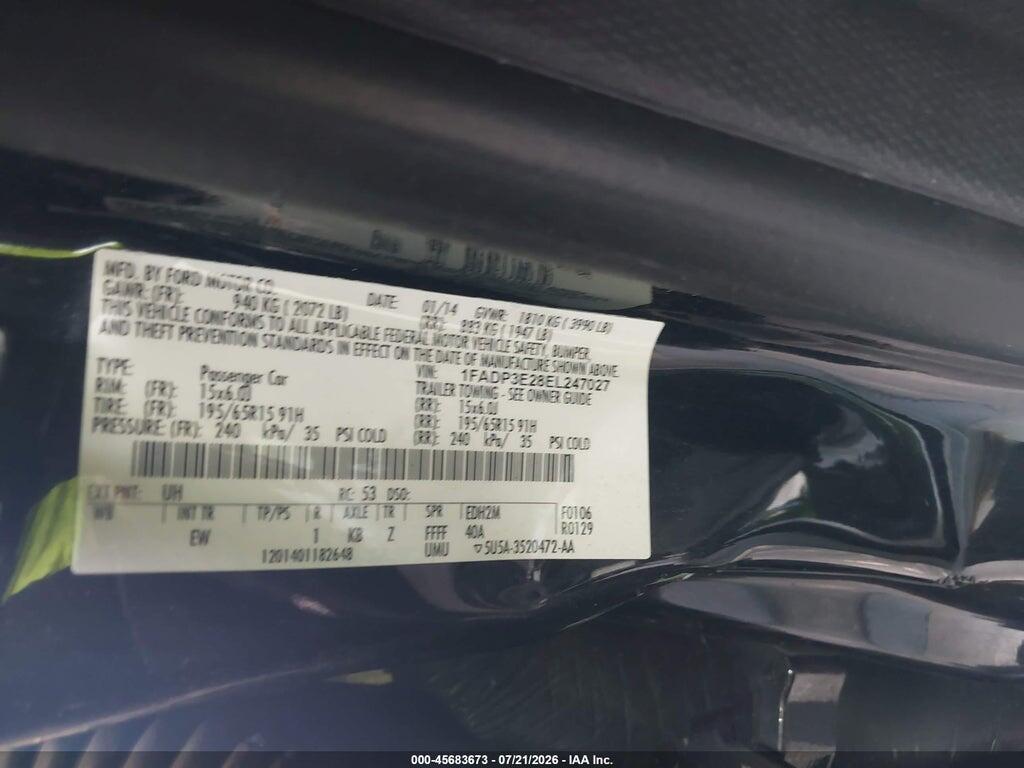 1FADP3E28EL247027 2014 FORD FOCUS photo no. 9