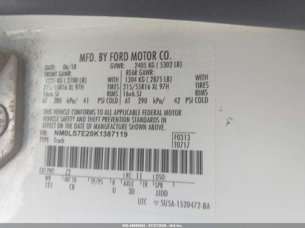 NM0LS7E20K1387119 2019 FORD TRANSIT CONNECT photo no. 9