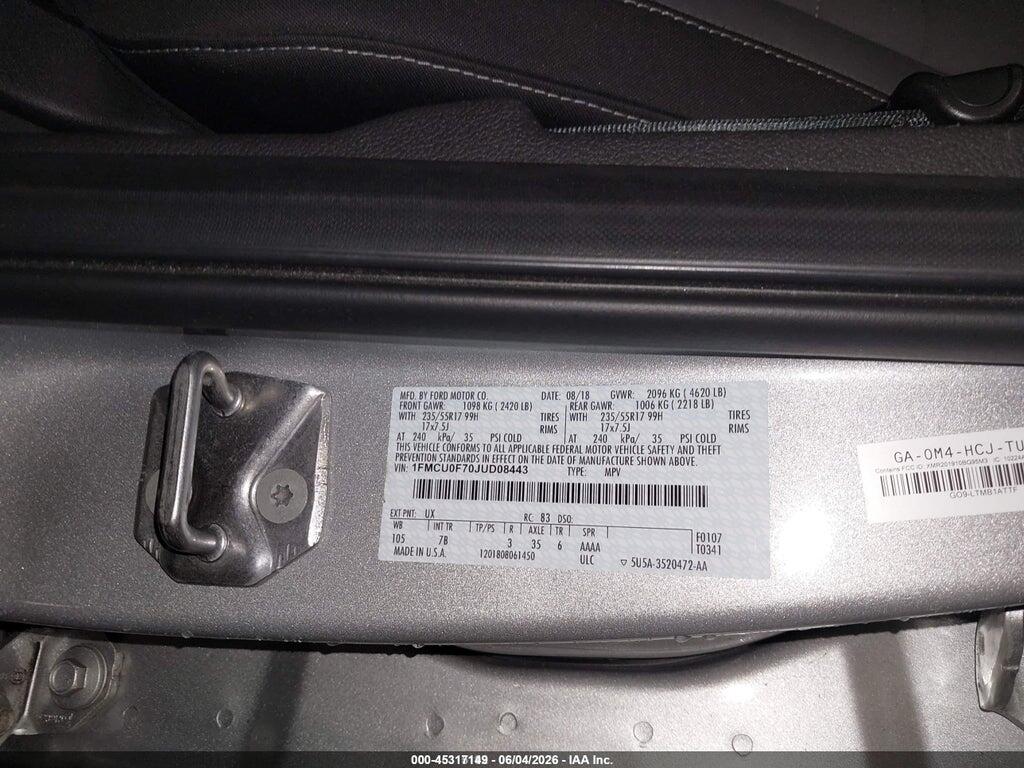 1FMCU0F70JUD08443 2018 FORD ESCAPE photo no. 9