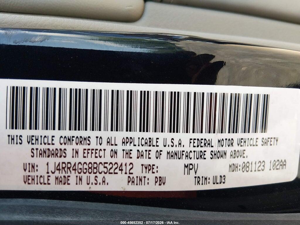 1J4RR4GG8BC522412 2011 JEEP GRAND CHEROKEE photo no. 9