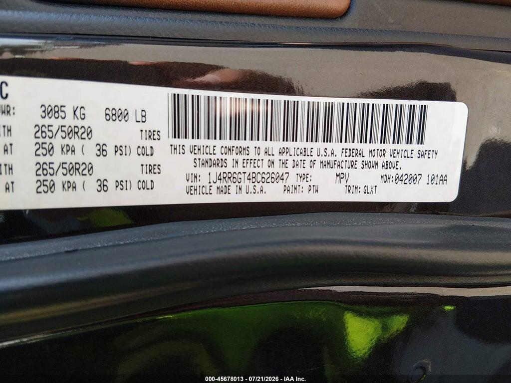 1J4RR6GT4BC626047 2011 JEEP GRAND CHEROKEE photo no. 9