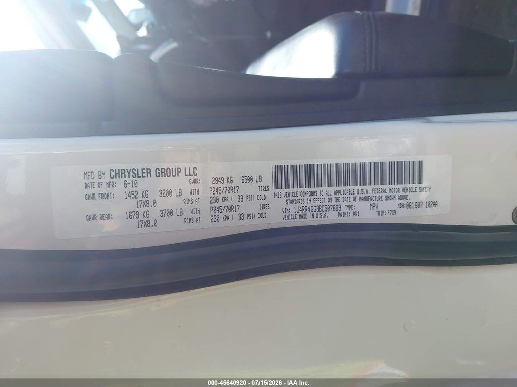 1J4RR4GG3BC507669 2011 JEEP GRAND CHEROKEE photo no. 9