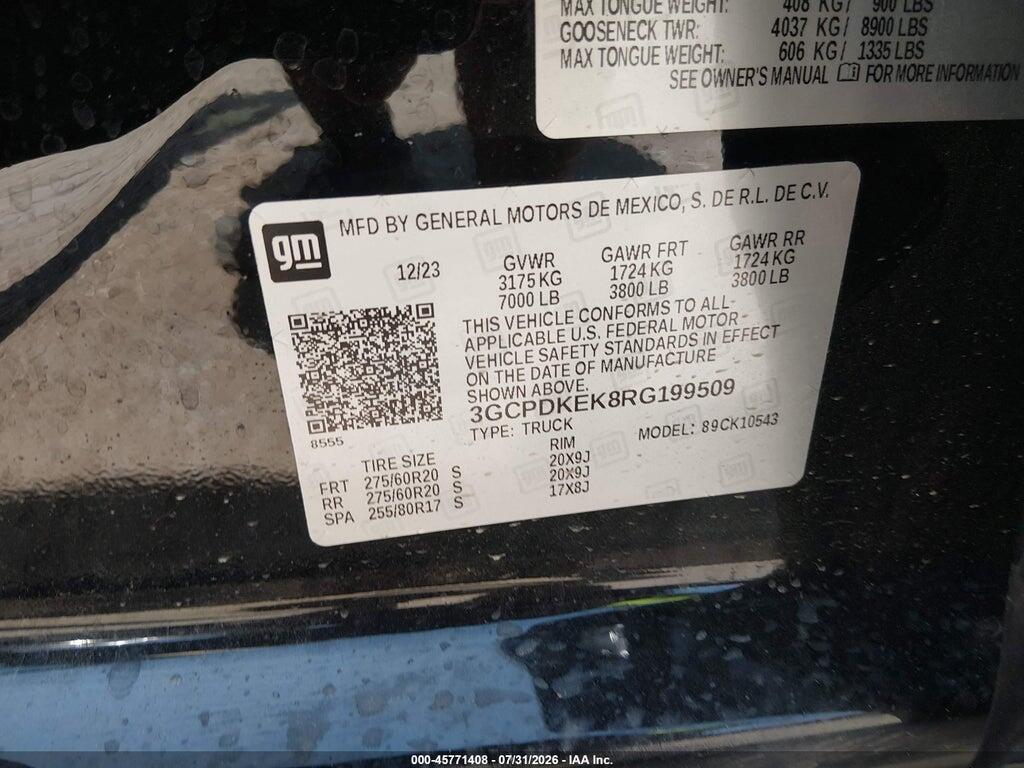 3GCPDKEK8RG199509 2024 CHEVROLET SILVERADO 1500 photo no. 9