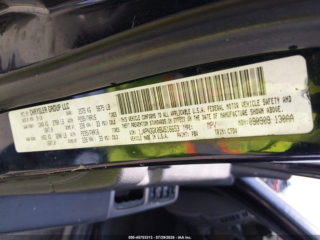 1J4PN3GK0BW516653 2011 JEEP LIBERTY photo no. 9