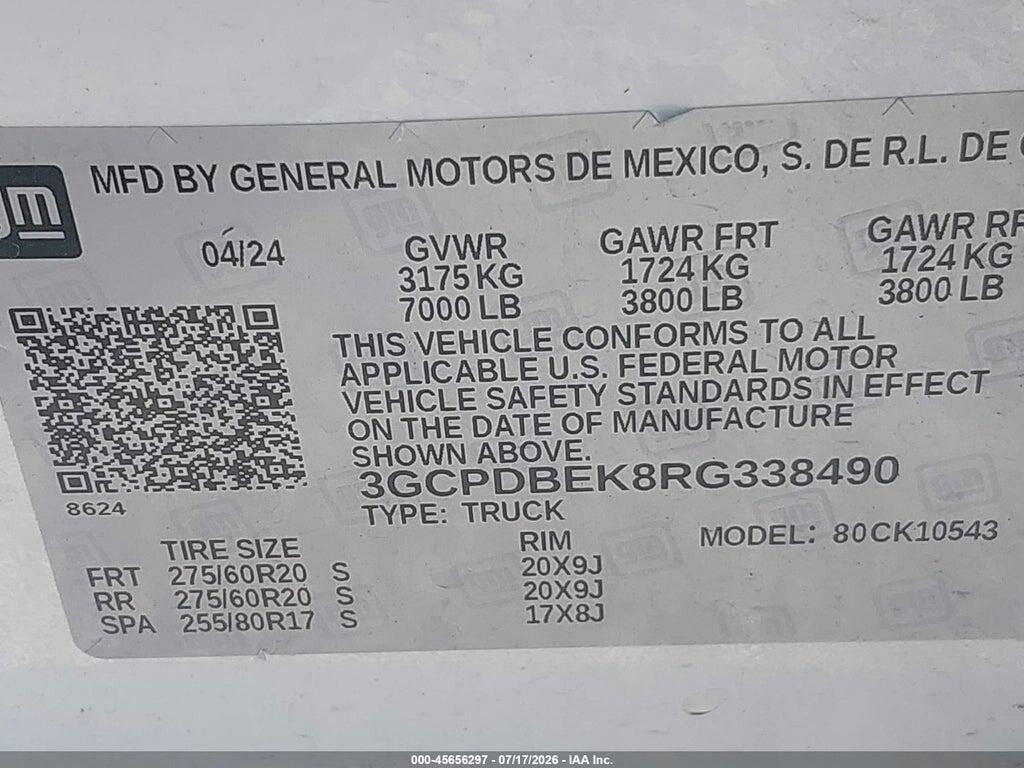 3GCPDBEK8RG338490 2024 CHEVROLET SILVERADO 1500 photo no. 9