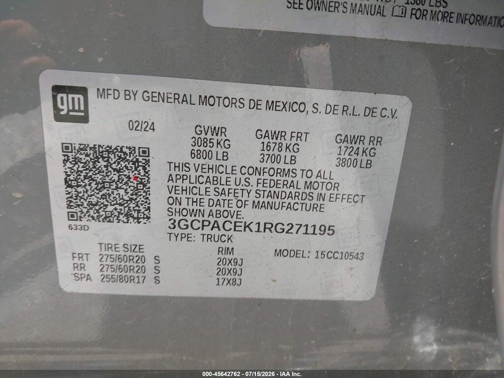 3GCPACEK1RG271195 2024 CHEVROLET SILVERADO 1500 photo no. 9