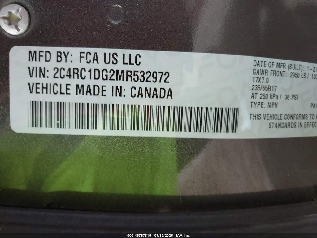 2C4RC1DG2MR532972 2021 CHRYSLER VOYAGER photo no. 9
