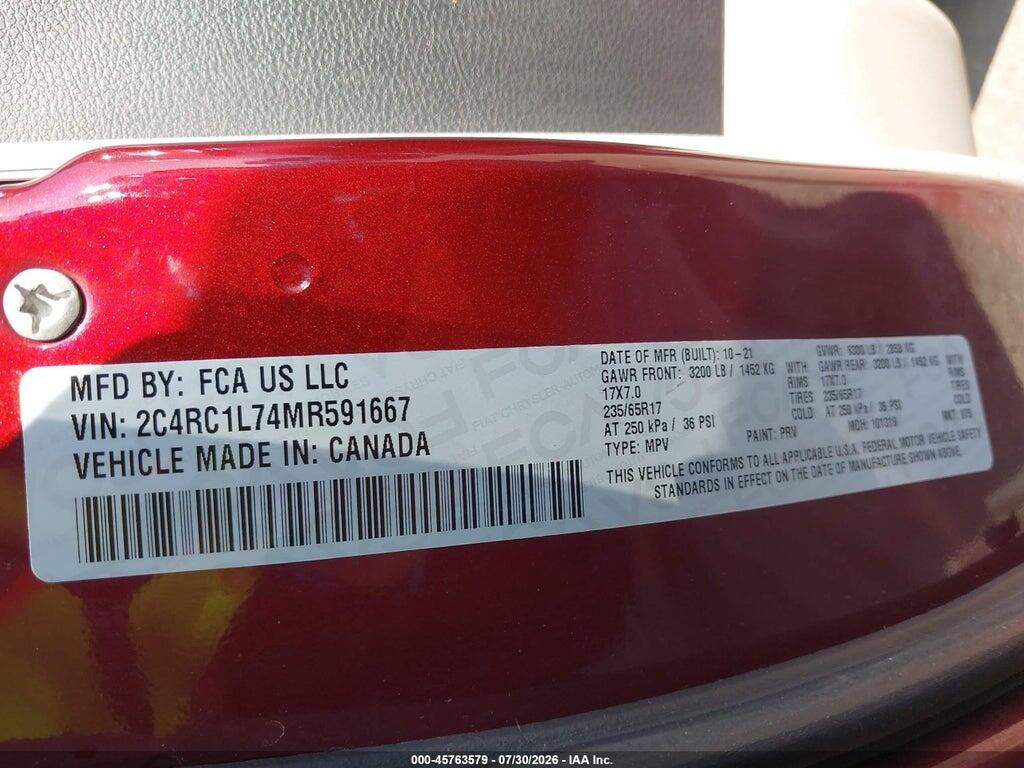 2C4RC1L74MR591667 2021 CHRYSLER PACIFICA HYBRID photo no. 9