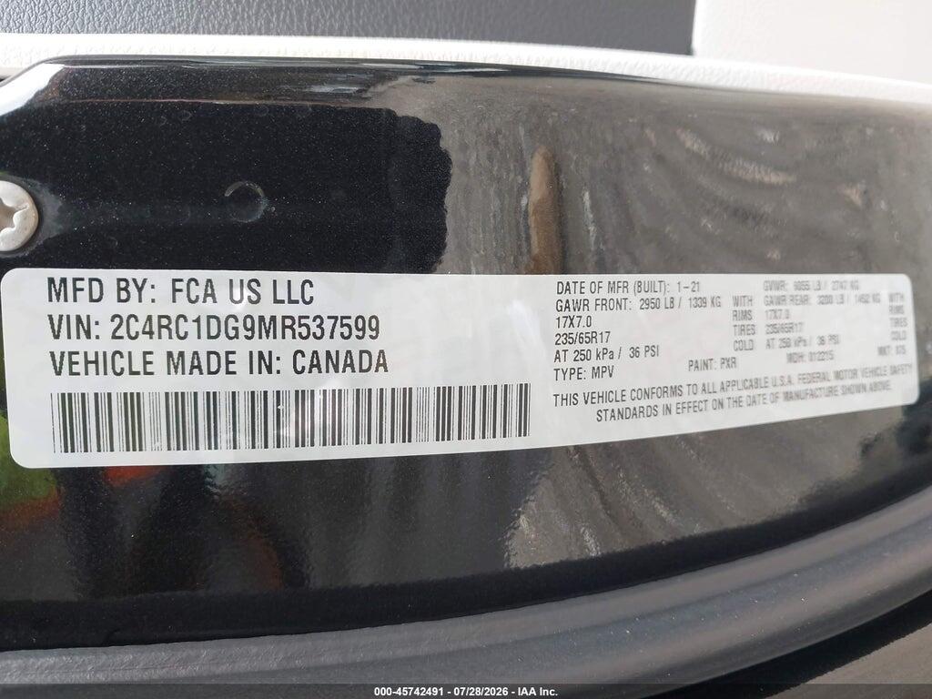 2C4RC1DG9MR537599 2021 CHRYSLER VOYAGER photo no. 9
