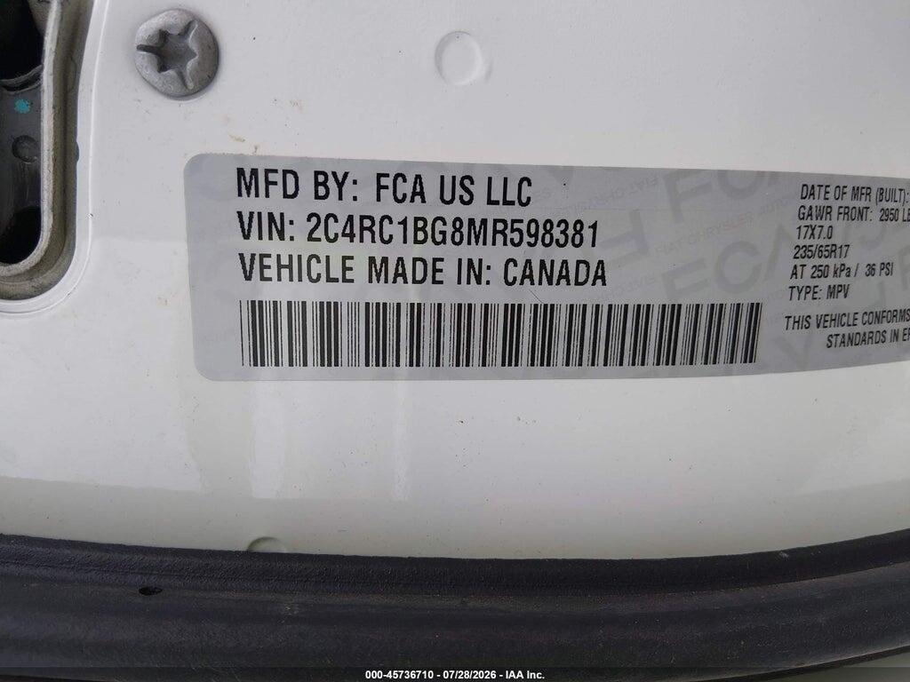 2C4RC1BG8MR598381 2021 CHRYSLER PACIFICA photo no. 9