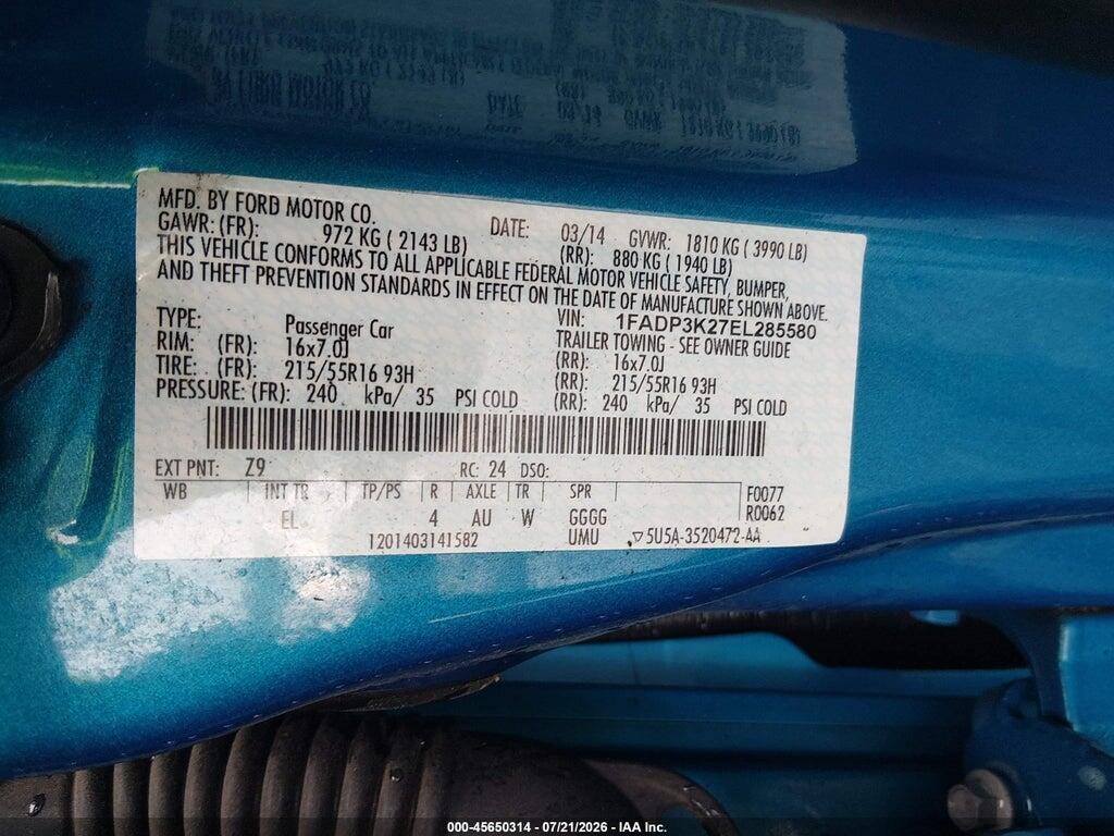 1FADP3K27EL285580 2014 FORD FOCUS photo no. 9