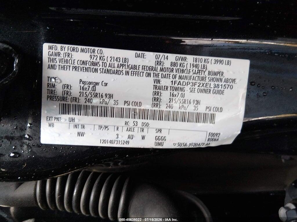 1FADP3F2XEL381570 2014 FORD FOCUS photo no. 9