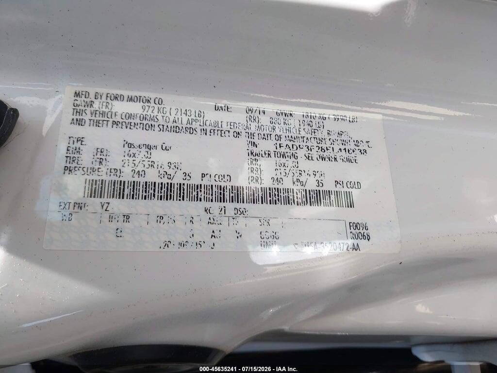 1FADP3F28EL416638 2014 FORD FOCUS photo no. 9