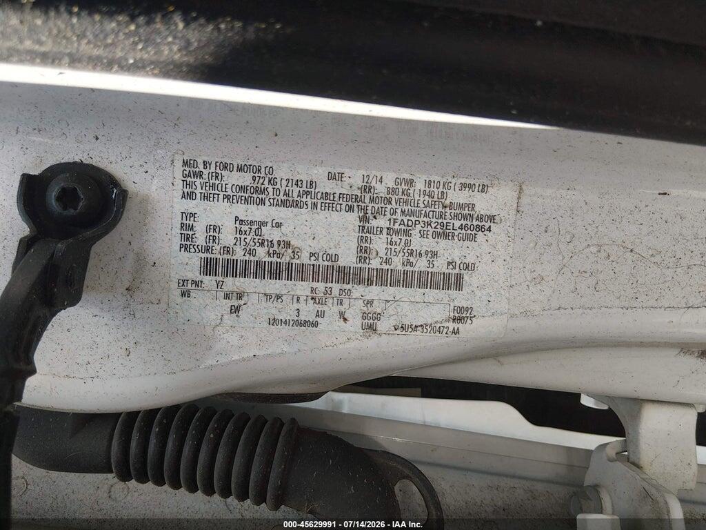 1FADP3K29EL460864 2014 FORD FOCUS photo no. 9