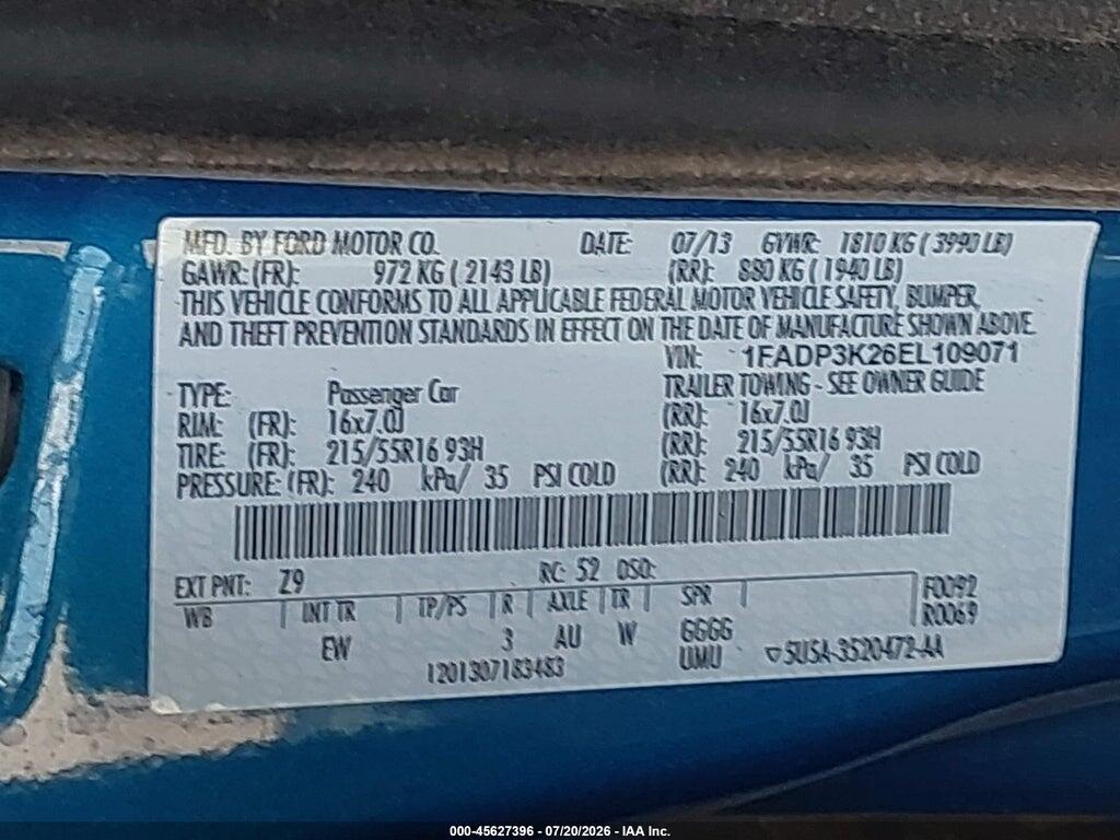 1FADP3K26EL109071 2014 FORD FOCUS photo no. 9