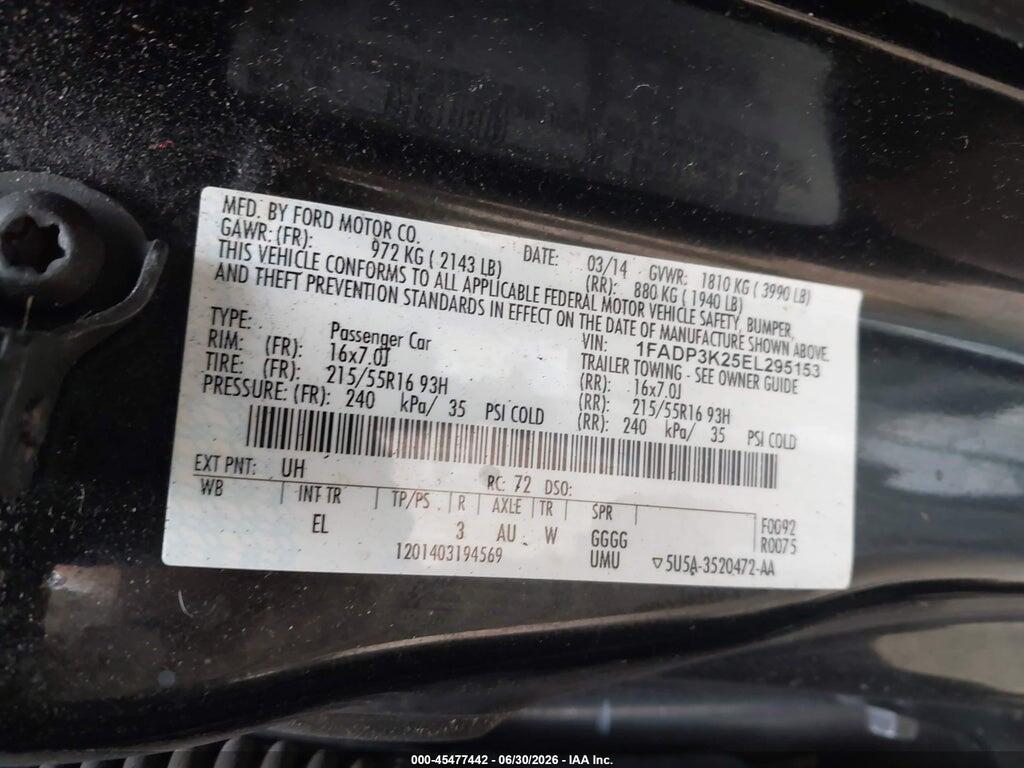 1FADP3K25EL295153 2014 FORD FOCUS photo no. 9