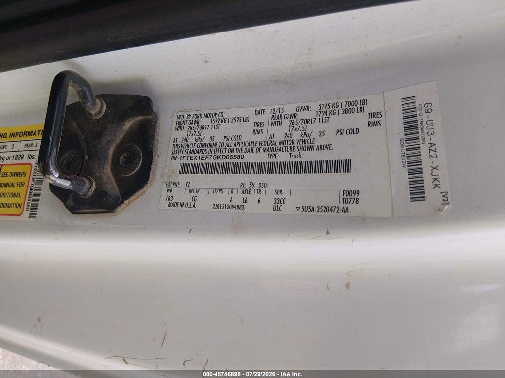 1FTEX1EF7GKD05580 2016 FORD F-150 photo no. 9