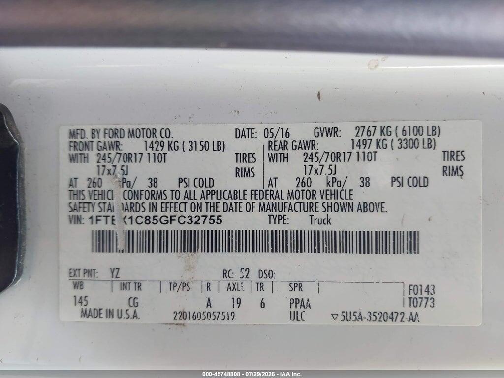 1FTEX1C85GFC32755 2016 FORD F-150 photo no. 9