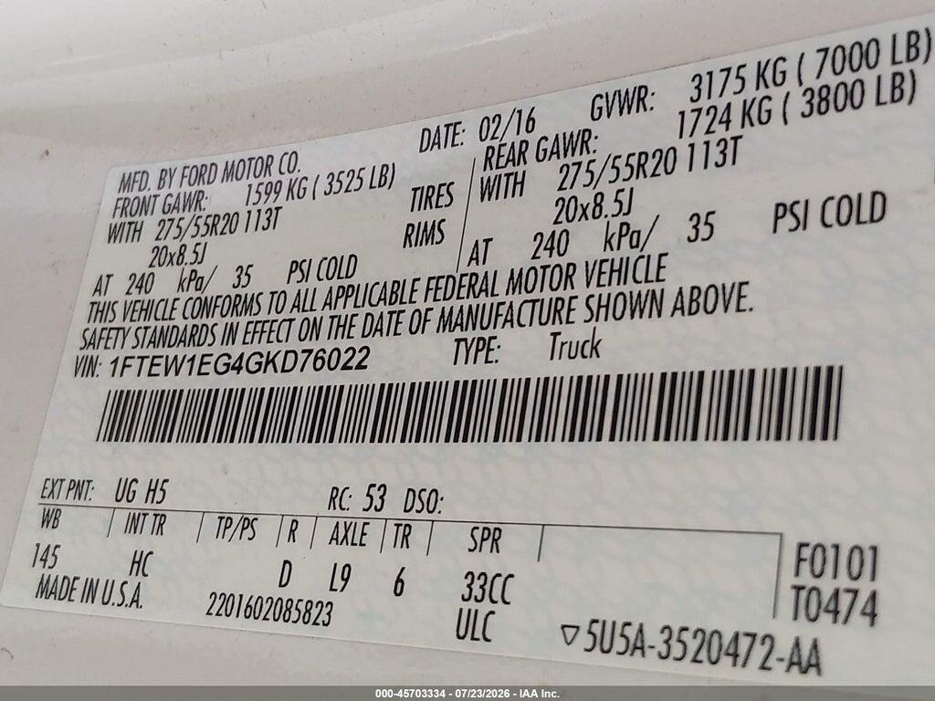 1FTEW1EG4GKD76022 2016 FORD F-150 photo no. 9