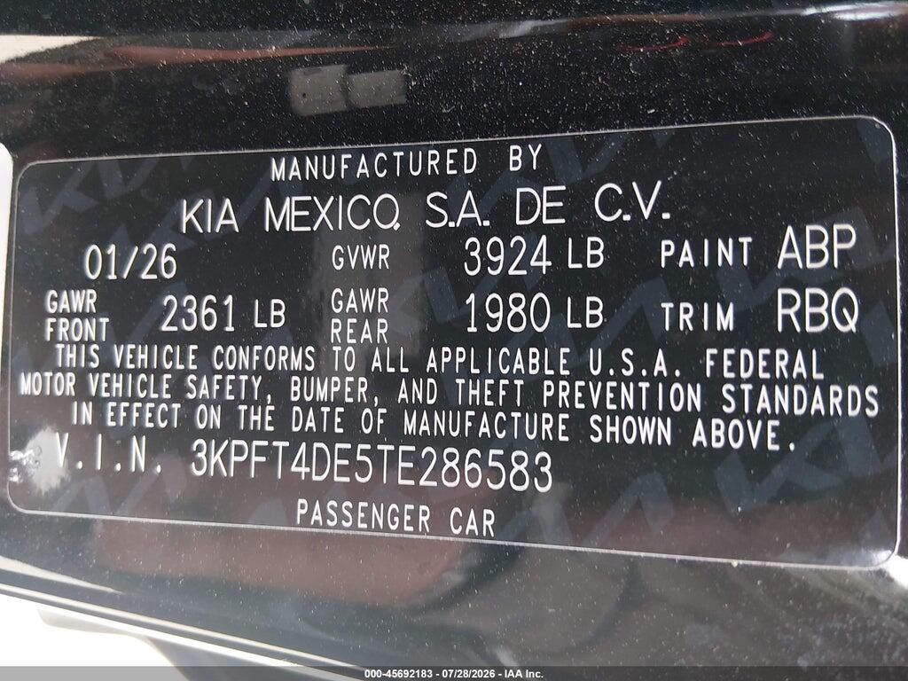 3KPFT4DE5TE286583 2026 KIA K4 photo no. 9