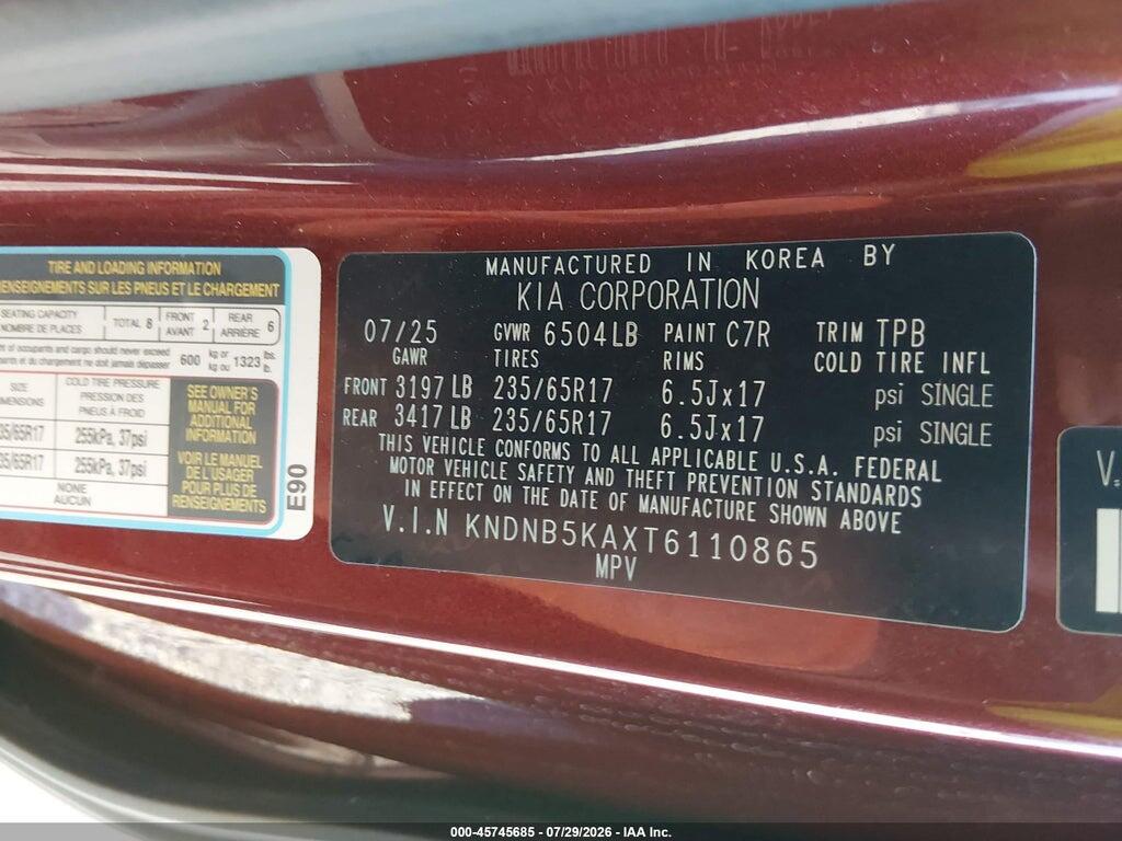 KNDNB5KAXT6110865 2026 KIA CARNIVAL MPV HYBRID photo no. 9