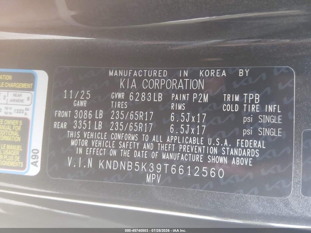 KNDNB5K39T6612560 2026 KIA CARNIVAL MPV photo no. 9